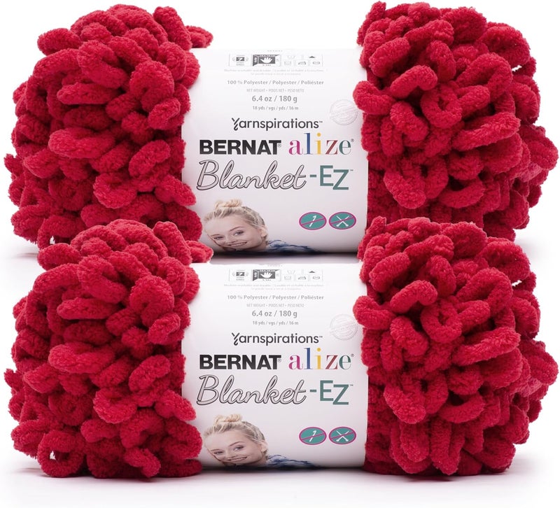 Bernat Alize Blanket Crimson Yarn - 2 Pack of 180g/6.4 oz - 100% Polyester - #7 Jumbo - 18 Yards - Chunky Yarn for Hand Knitting/Crochet - Image 1
